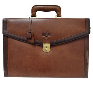 Unbranded Handmade Expandable 3-Compartments Genuine Leather Vintage Briefcase